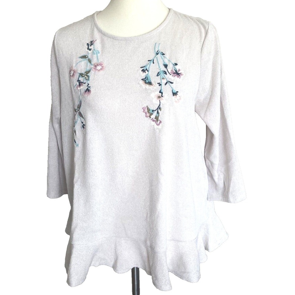 Lauren Conrad Womens Top L Ivory Sweater Top 3/4 Sleeve Knit Pullover Mermaid